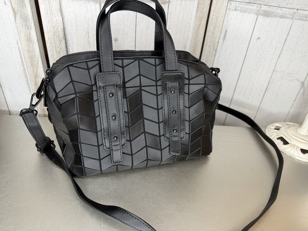 Patrizia Luca Matte Black Geometric Triangle Top Handle Bag 3D Origami Style